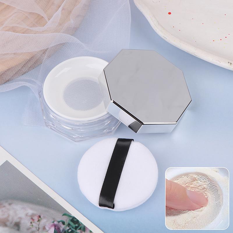 Octagonal Loose Powder Compact Container Empty Portable Plastic Diy Makeup Powder Case With Puff 10G Travel Size Jar Sifter