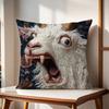 Soft Goat Face Cushion Cover, 2D Spooky Print With Nordic Design For Multi-Scene Home Office Car Decor