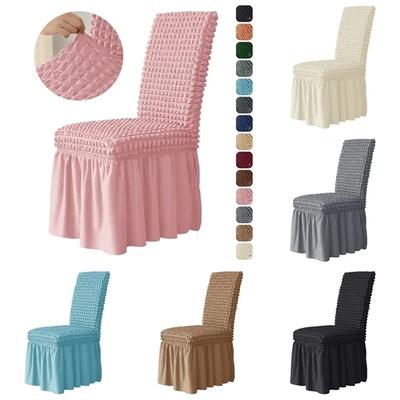 Floral Chair Cover for Dining Room Banquet Chair Slipcover Stretch Chair Cover with Skirt Elastic Wedding Decor