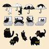 Cartoon Black Kitten Brooch Set: Cute Animal Accessory Collection