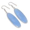 Natural Angelite Stone Gemstone Handmade 925 Sterling Silver Earring 2.29" AE-11419