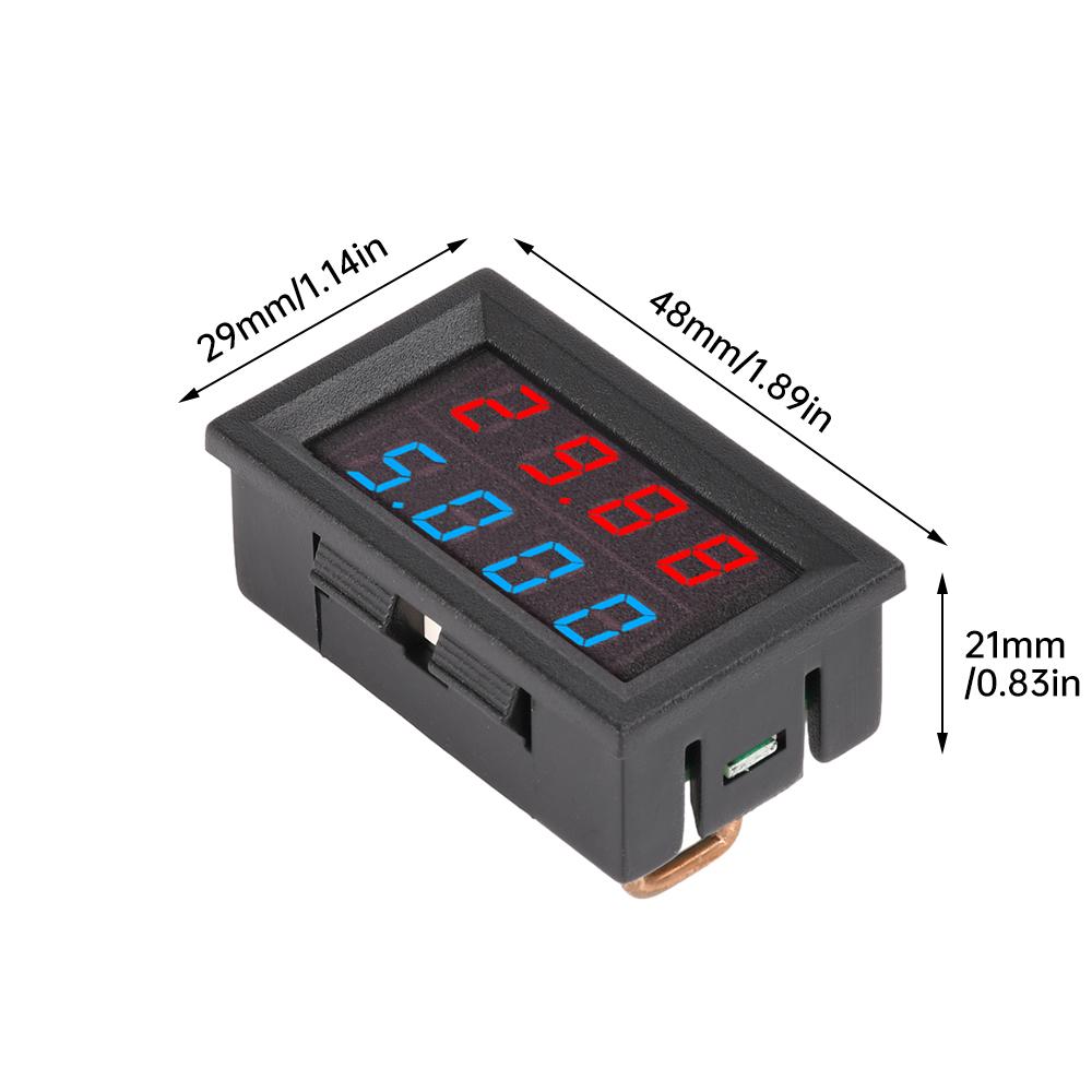 4 digit 5 wire mini digital voltmeter ammeter DC 100V 200V 10A Voltmeter Ammeter Dual LED display