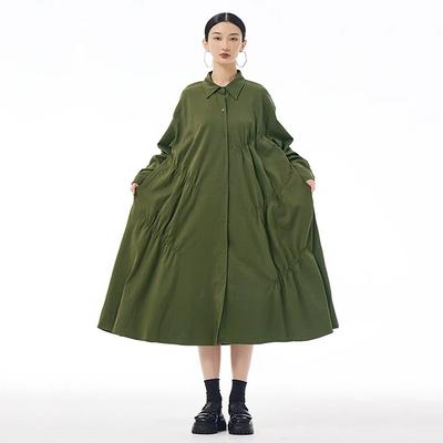 Pileli Yama İşi Düz Renk Kadın Elbise HQQ2448