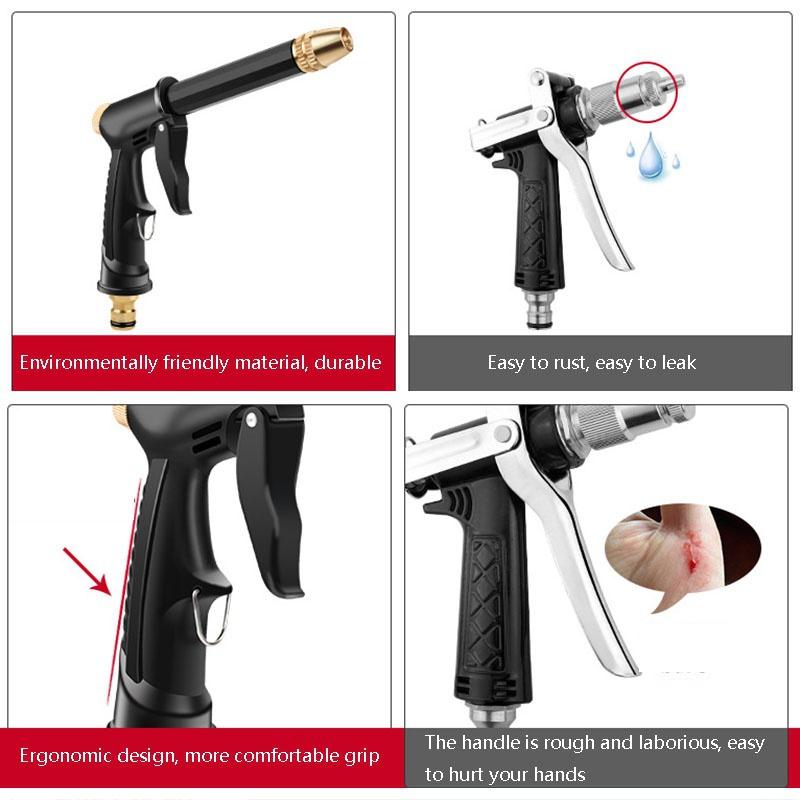 Bil høytrykk bilvask vannpistol Kobberbelagt munnstykke fortykket lang stang Hjem bil dobbeltbruk høytrykk bilvask høytrykkspistol