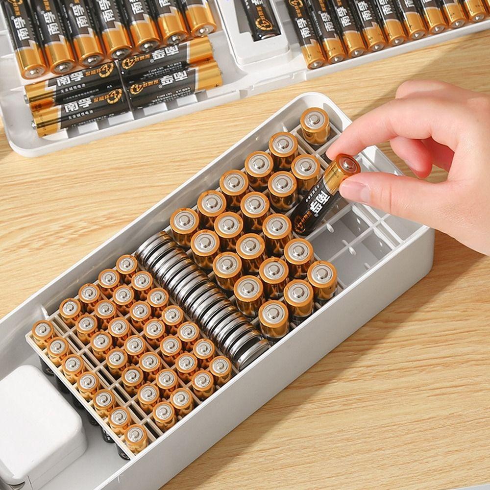 Fall Prevention Battery Case Plastic Data Cable Case Durable Battery Storage Box  Home