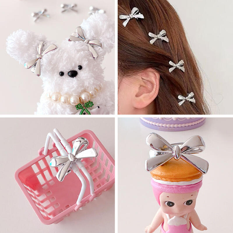 Mini Silver Ribbon Clips (Set of 5)