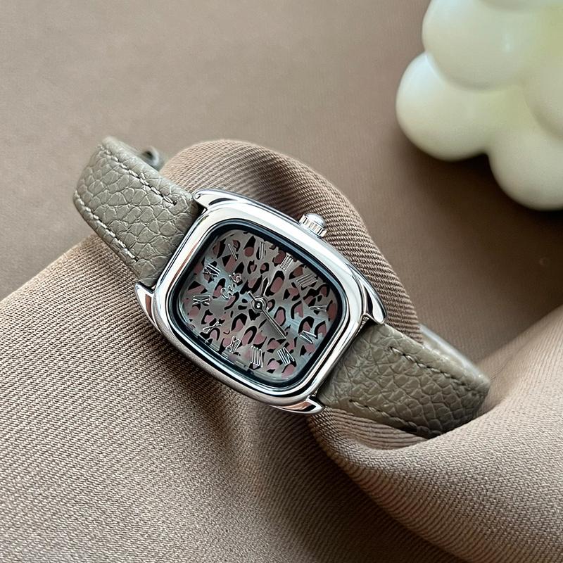 GEDI Woman Watch Elegant Wristwatches Ladies Watches Luxury Vintage Niche Leopard-Print Leather Strap Quartz Watches