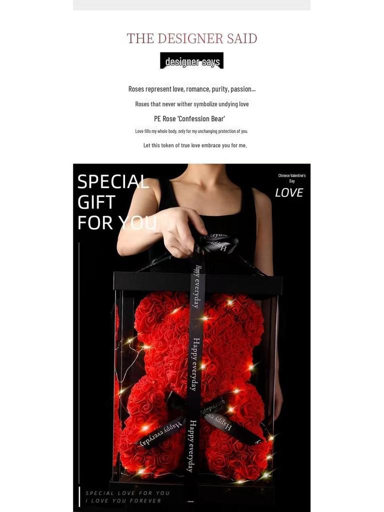 Handmade Everlasting Rose Bear DIY Kit for Valentine's & Qixi Festival