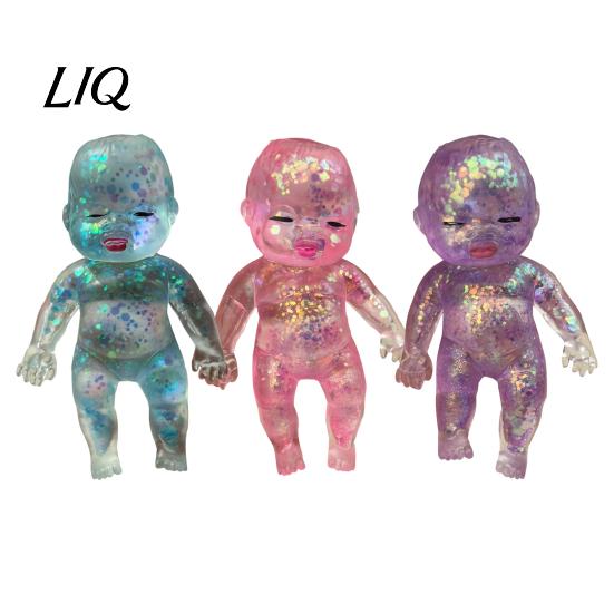 Babies Stress Ball Glitter Relief Toy, Clear Baby Doll Squeeze Soft Stretchy Reliever Fidget Relaxing Gift for Adults Kids, Party Favors Portable
