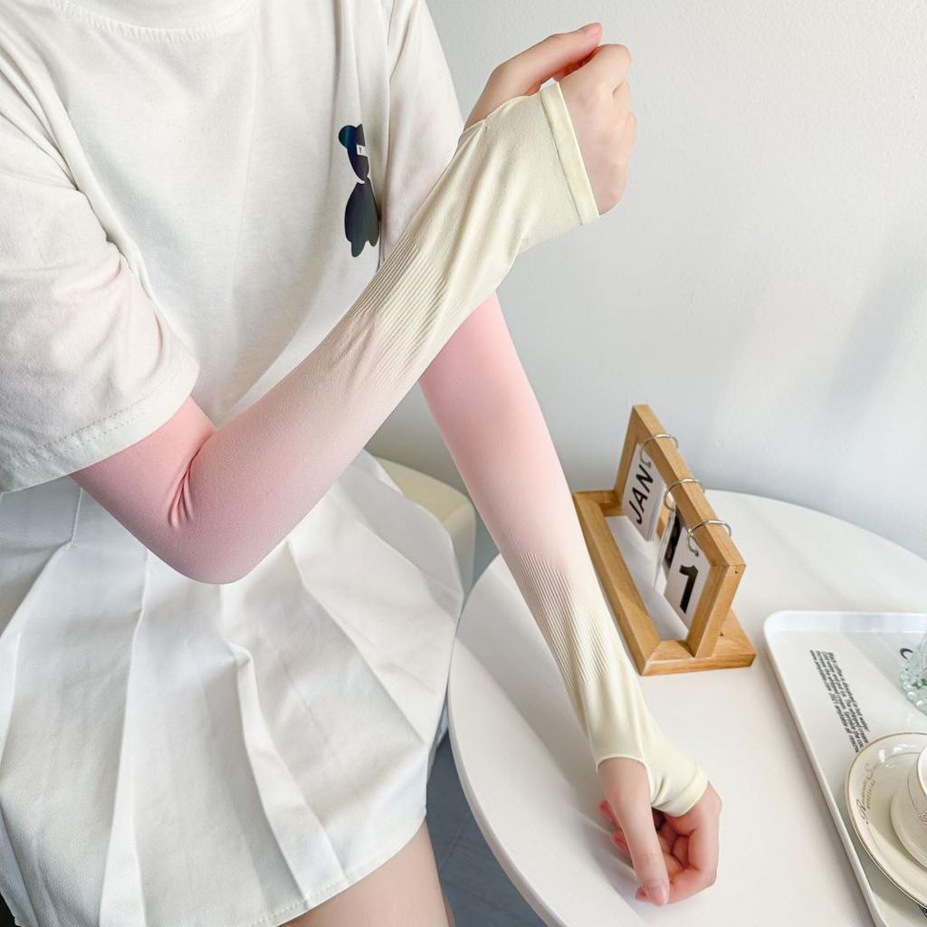 Unisex Summer UV Protection Arm Sleeves Gradient Color Ice Silk Cooling Sleeves