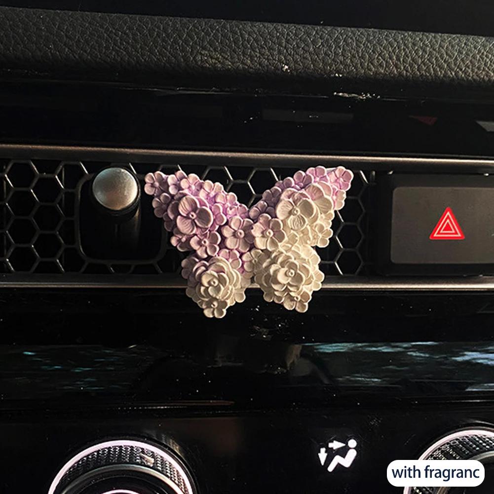 INS Tulip Car Fragrance Diffuser Stone Elegant Flower Butterfly Car Air outlet Decoration Pendant Fragrance Interior Accessories