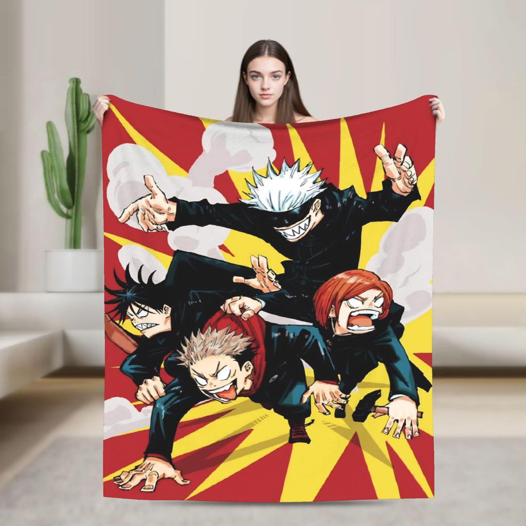 Gojo Satoru Flannel Blankets Winter  Warm Soft Throw Blanket for Kids Adult Couch Bed Funny Bedspread Sofa Bed Cover