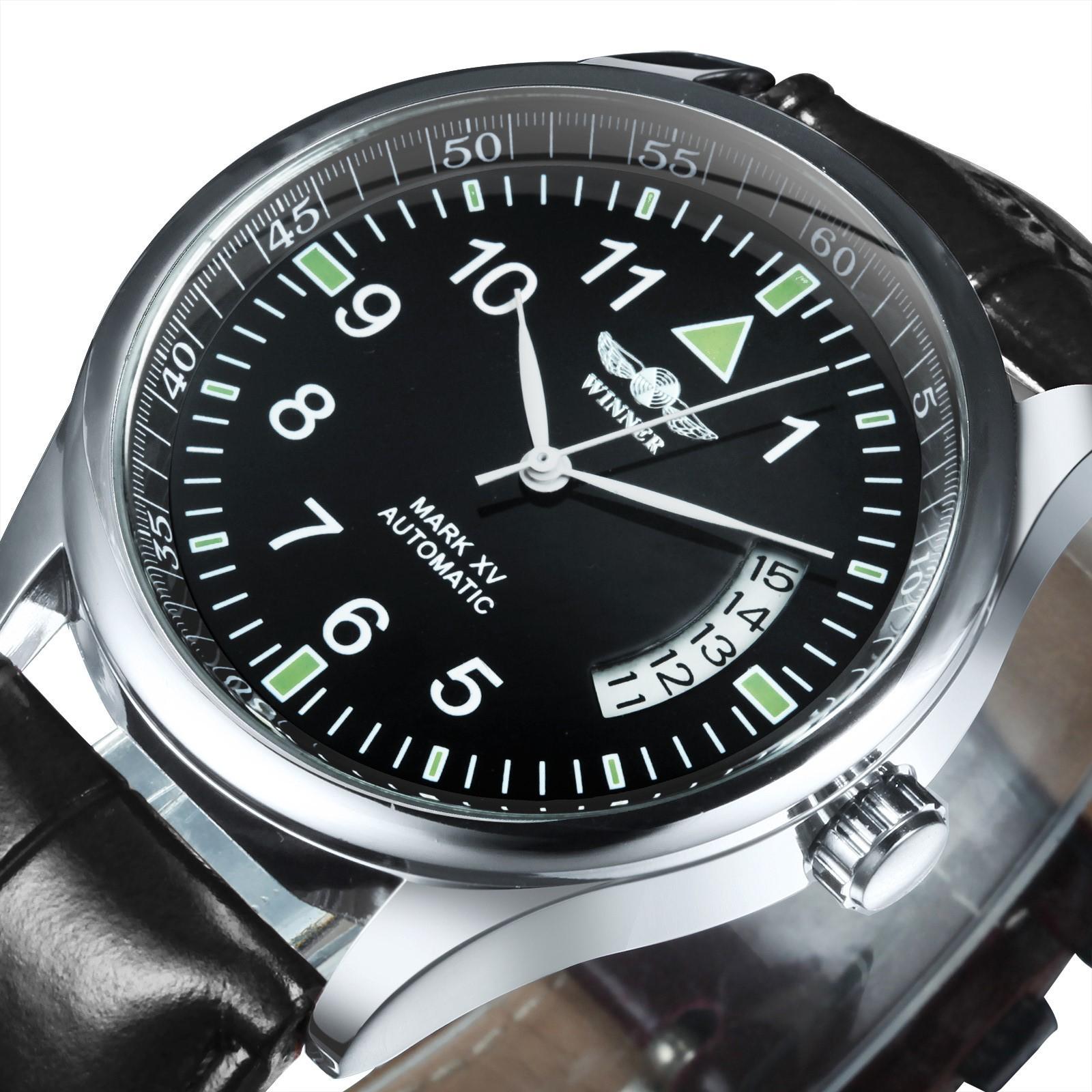 Fashion Accessorie Men's White Winner Winner 458 Fashion Casual Simple Calendar Fully Automatic Mechanical Watch