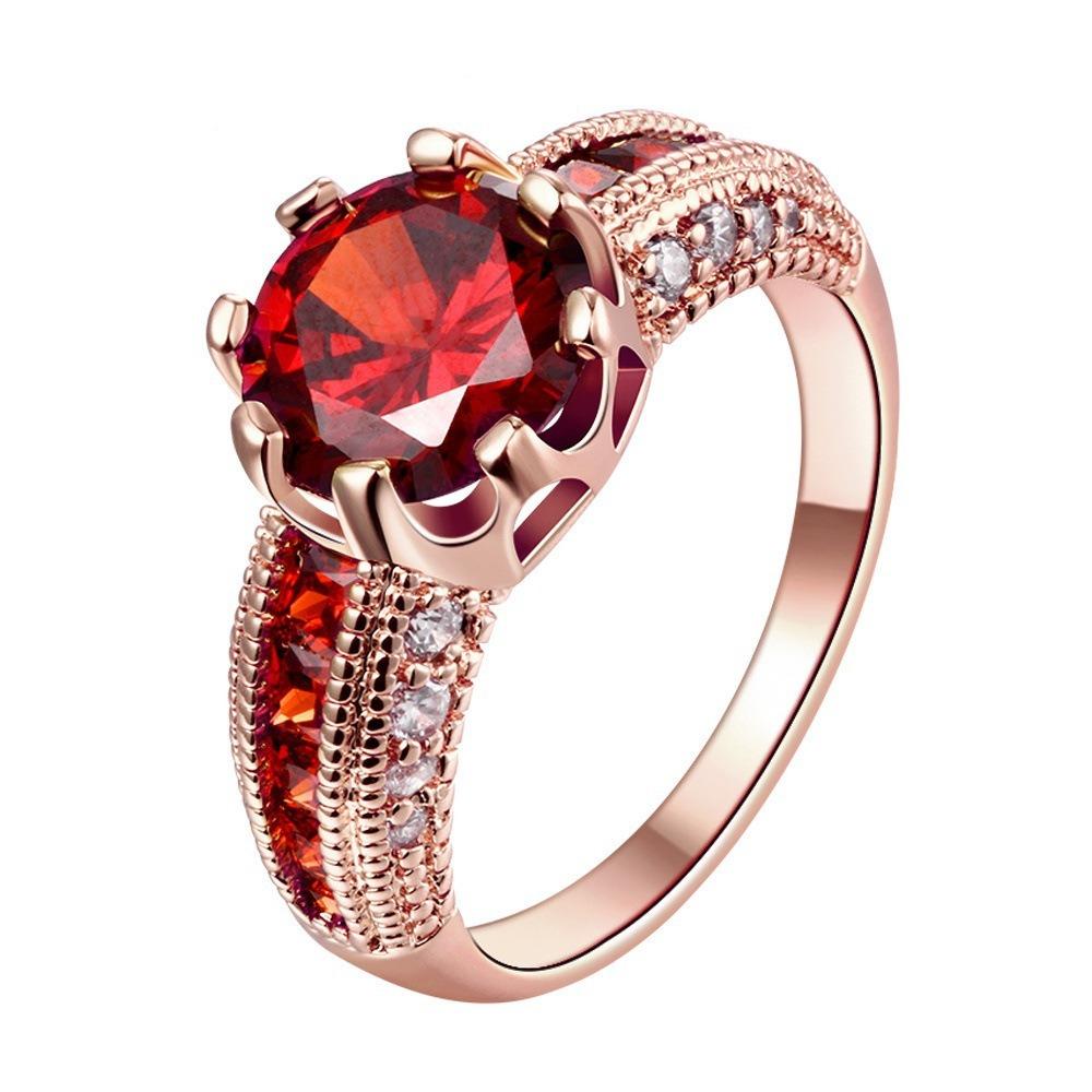 Elegant Zircon Couple Rings for Women Rose Gold Plated Diamond Jewelry 6