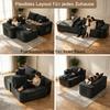L-Shape Corner Sofa, Cloud Sofa, 264cm (104") with Chaise Longue, XXL Deep Seat, No Assembly Required, Modular Sofa in Black Chenille for Living Room