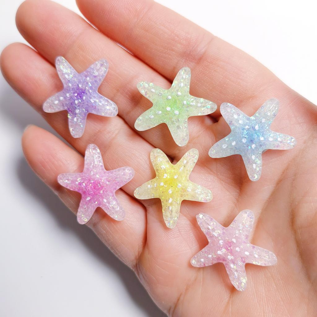 New 100Pcs Cute Colorful Starfish Shape Flatback Resin Cabochons Summer Sea Beach Animals Embellishments for Scrapbooking DIY