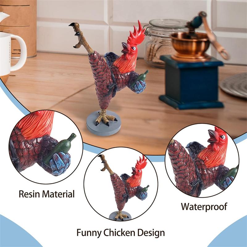 1 PCS Funny Resin Blue Kung Fu Drunk Chicken Statue Black Belt Office Desk Decor Home Shelf Collectible Art Figurine