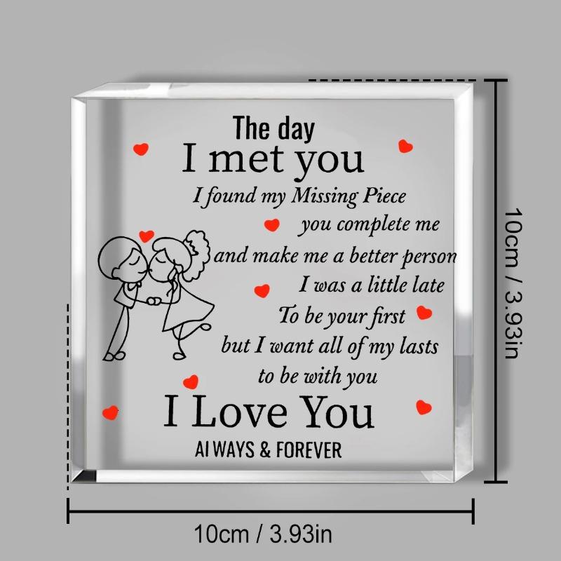 2D Flat Romantic Anniversary Acrylic Desktop Decoration Plaque, Home Decor Plaque Hanging Wall Art Decorative Garden Decoration for Room Door Signs Ha