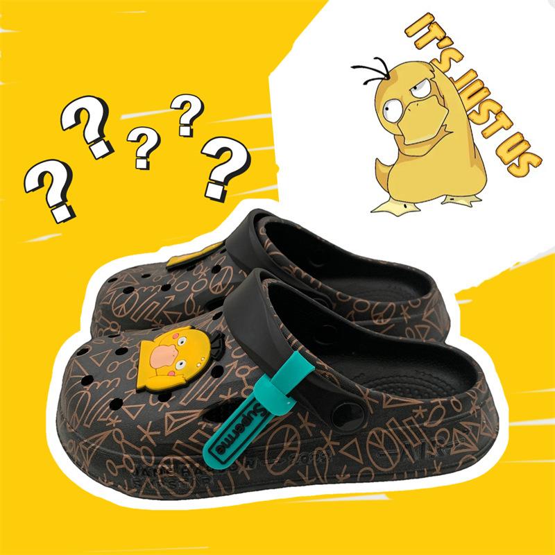 Cool slippers women's summer outer wear household thick-soled non-slip hole shoes ins couple beach slippers men