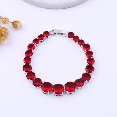 Bracciale Zirconi Taglia Graduale con Platino Placcato Rame e Gioiello da Mano Incrostato di Gemme Tesoro Rotondo Colorato.