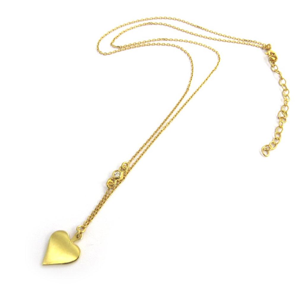 Les Trésors De Lily [N2864] - Gold Plated 'Card Games' Necklace (heart) - 10x10 Mm
