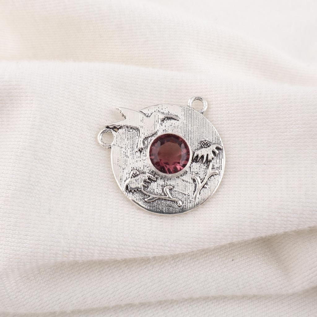 Rhodolite Gemstone Jewelry, Handmade Silver Pendant, 925 Solid Sterling Silver Pendant For Mother's Gift