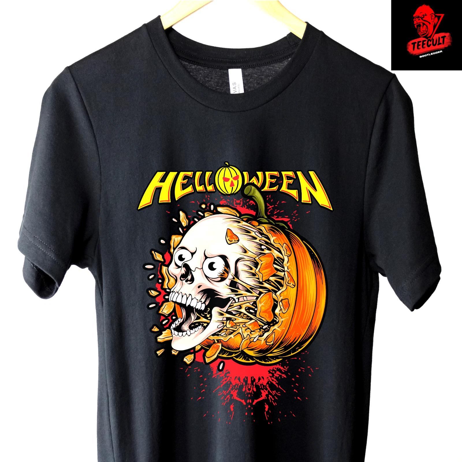 Men s and Women s T-shirts Helloween Heavy Metal Rock Band Retro Tee Unisex Heavy Cotton L