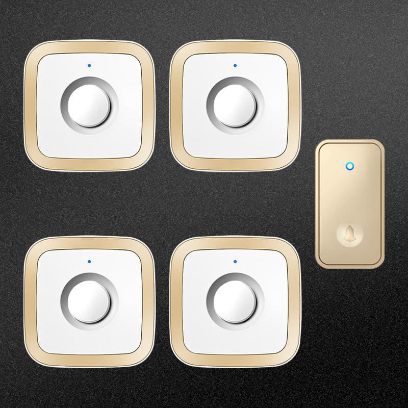 Wireless Battery-Free Doorbell: Long-Range, 1 Transmitter To 4 Receivers, Waterproof, Includes Elderly Call Button.