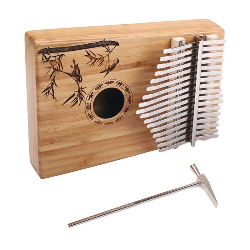 Kalimba 17 Keys Thumb Piano with Study Instruction & Tune Hammer Wood Finger Piano for Kids Adult Beginners Professional