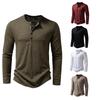 Herren Bambus Baumwolle Henley Langarm T-Shirt