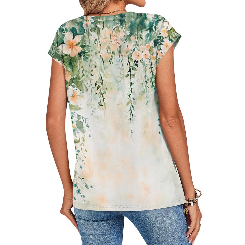 Damski luźny modny casualowy T-shirt z nadrukiem w stylu retro