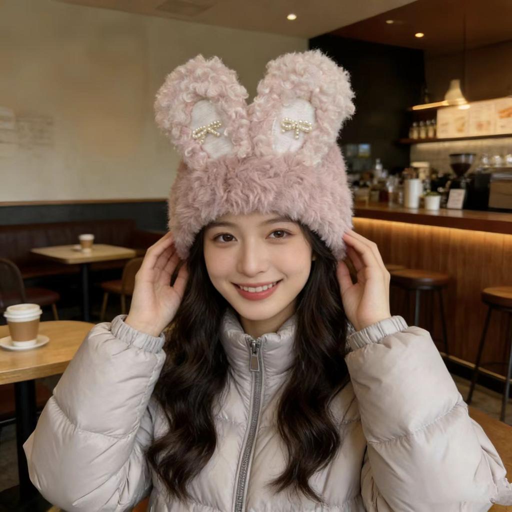 Cute and Warm Student Cute Ear Protection Hat To Show the Face, Small Cold-proof Knitted Pullover Hat