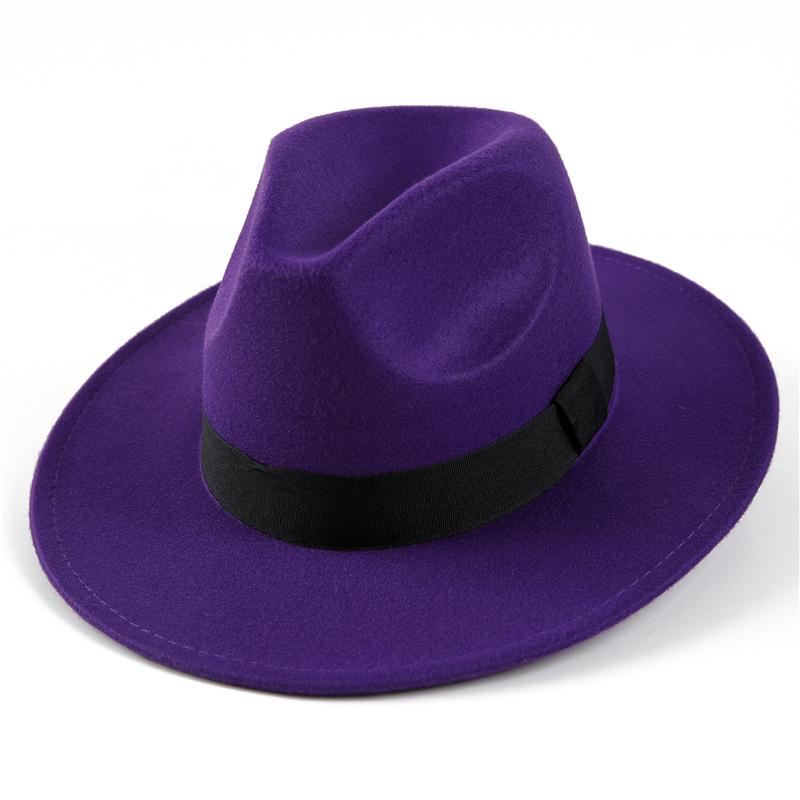 Autumn and winter woolen hat Shanghai beach retro black woolen hat gentleman's hat top hat British jazz hat