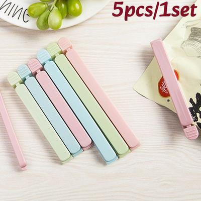 5 Stück/1 Set Lebensmittelbeutel-Verschlussclips Kunststoff Bunte Verschlussclips Feuchtigkeitsdichter Verschlussclip Snack Kaffee Kartoffelchip-Aufbewahrungswerkzeug