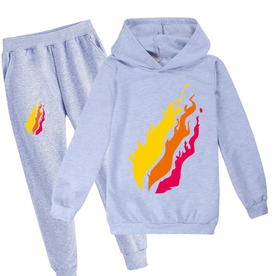 Casual Comfortable Boys' Printed Hooded Suit Sweater Fashionable Loose Clothing Sets Boys
