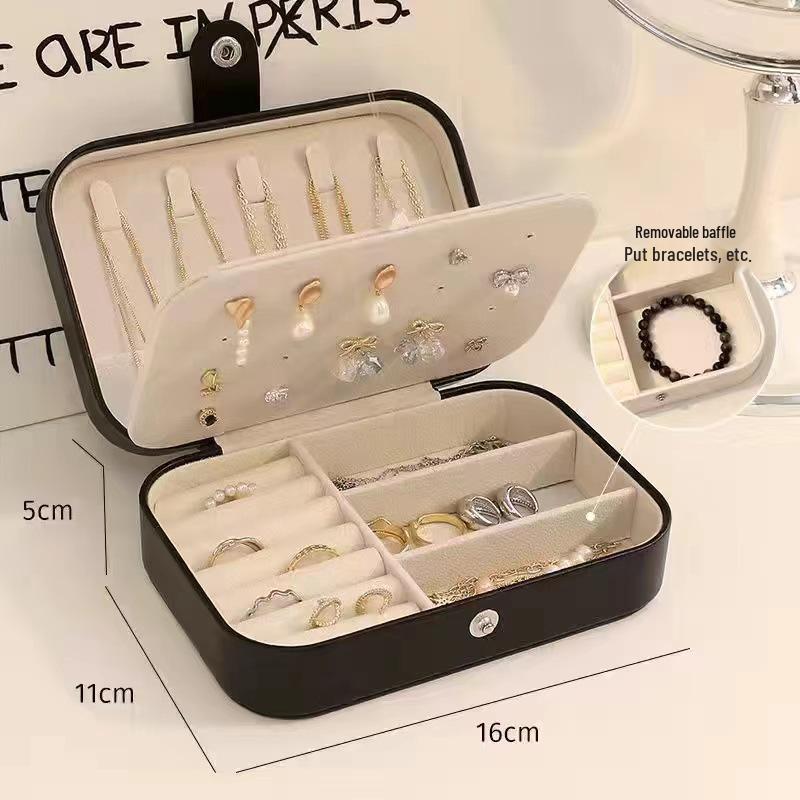Exquisite Portable Jewelry Box: Compact Travel Storage for Earrings, Rings & Necklaces with Double-Layer Design