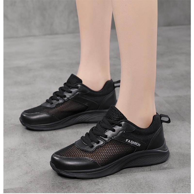 Summer New Korean Casual Sports Shoes for Women Lightweight Soft Soled Hollowed Out Breathable Student Running Shoes