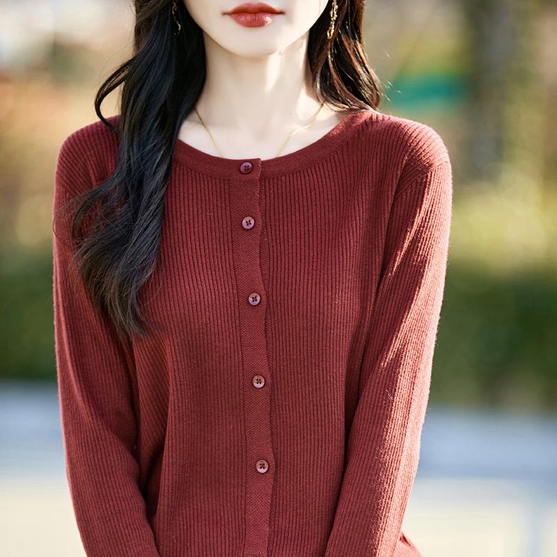 Women's Lightweight 50% Wool 50% Mulberry Silk Cardigan - 4-Season Versatile Knitwear for All-Year Comfort & Style