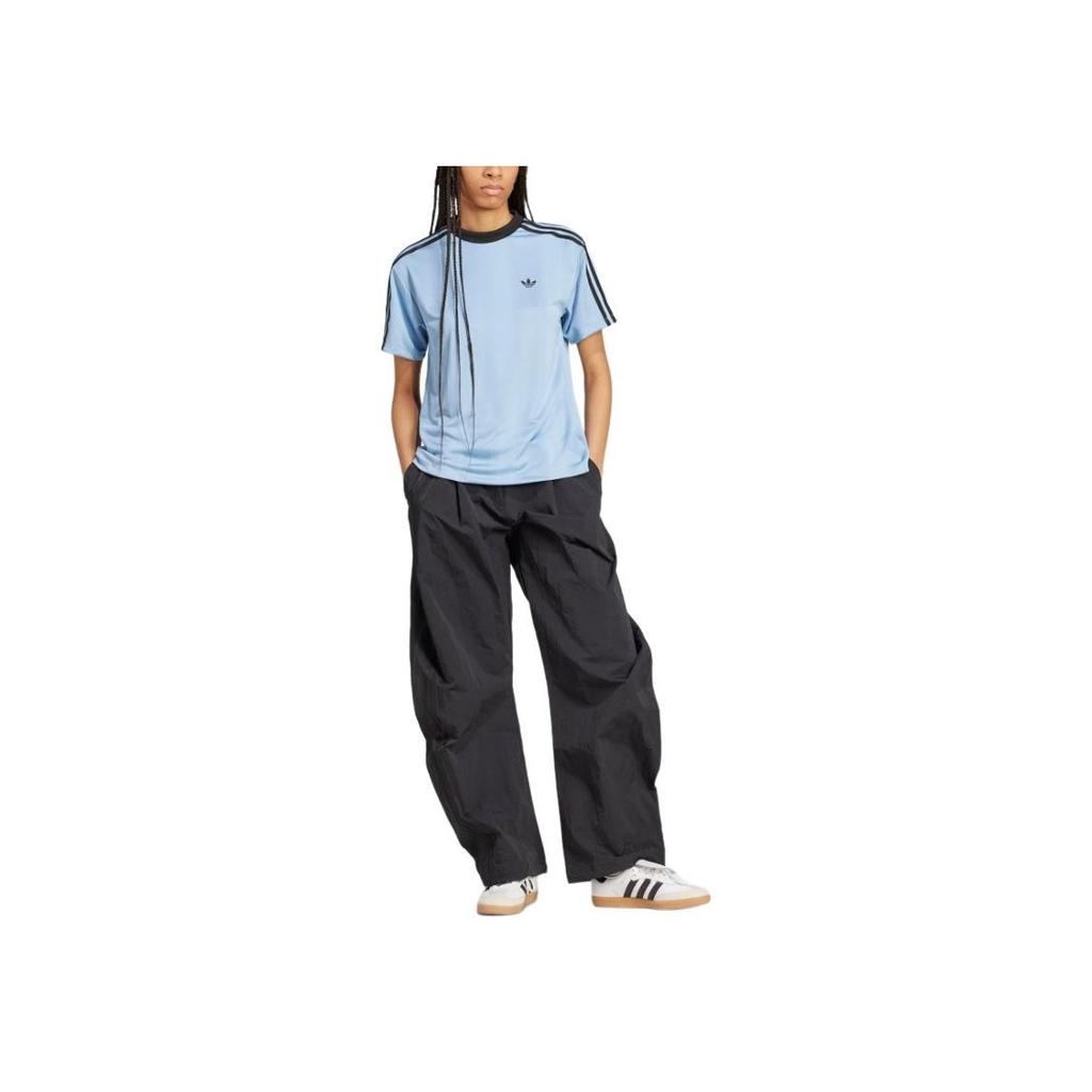 adidas Originals Adicolor Jacquard Sports Casual Crew Neck Short Sleeve T-Shirt Women Tops Smoke-Blue JV9644