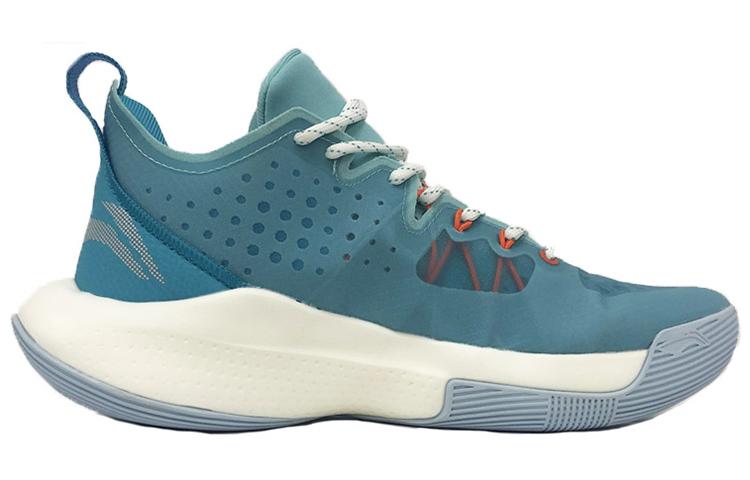 Li Ning SONIC 8 Cushioning Slip Resistant Abrasion Resistant Low Top Basketball Shoes Men's Blue ABAQ035-4