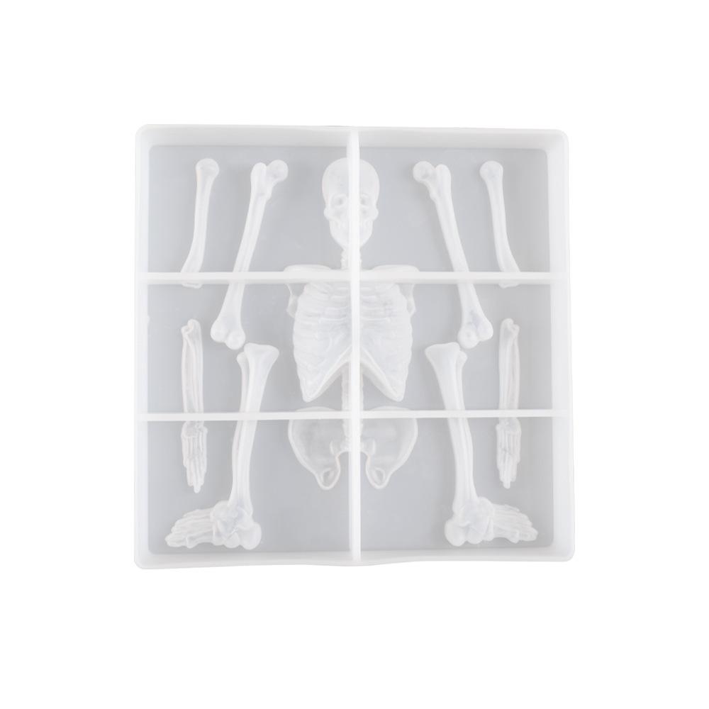 Poppy Halloween Skull Body Stand Silicone Mold for DIY Epoxy Resin and Plaster Ornaments