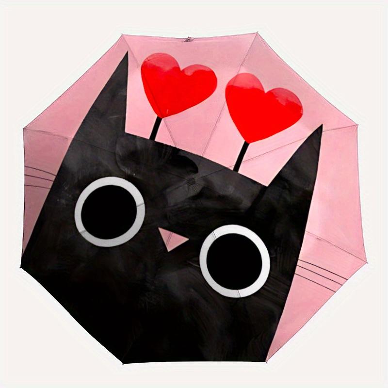 

1pc Love Cat Automatic Open/close Folding Compact Umbrella, 8-Rib Sturdy Canopy, Lightweight Portable, Everyday Use, Gift, Outdoor Umbrella, Travel Es