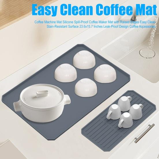 Silicone Coffee Machine Mat Quick Dry Anti-slip Rectangle Dish Bowl Plate Dinnerware Placemat Kitchen Countertop Drying Mat
