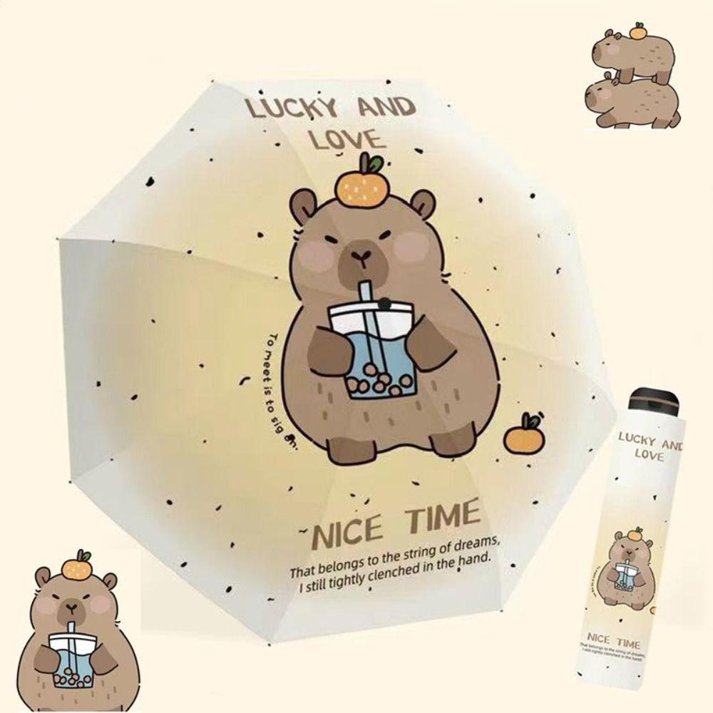 Anti-UV Capybara Sun Protection Umbrella Lightweight Cartoon Folding Sun Umbrella  Girls