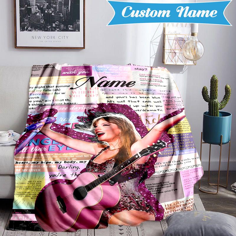 Custom Name Top singer Taylor Blanket Lightweight Ideal Bedding Blanket Perfect for Travel, Camping, Living Rooms, Sofas, Christmas gift