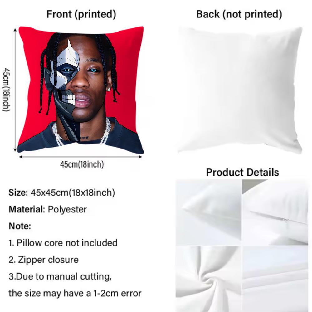 Rapper T-Travis Scott Kissenbezug Home & Auto Doppelszenen Kissenbezug: Wendbar für Premium-Komfort