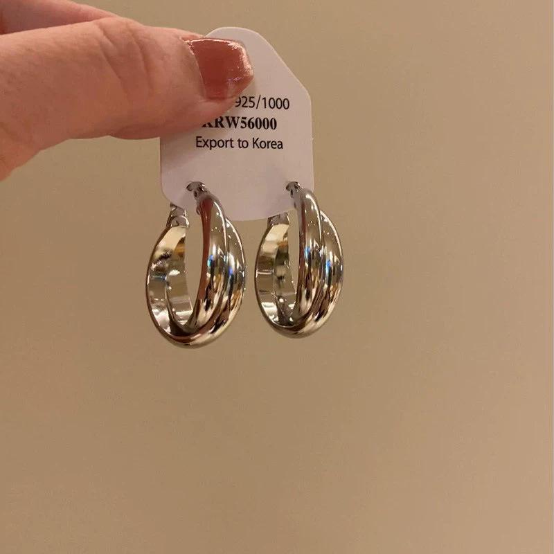 S925 Silver Needle Statement Hoop Earrings - Elegant, Versatile, Lightweight, Simple Luxury for Women