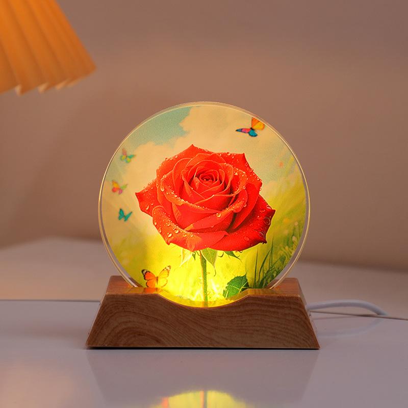 Crystal Disc Luminous Night Lamp Bedside Lamp Ambient Desk Lamp Creative Gift Desktop Decoration Ornament