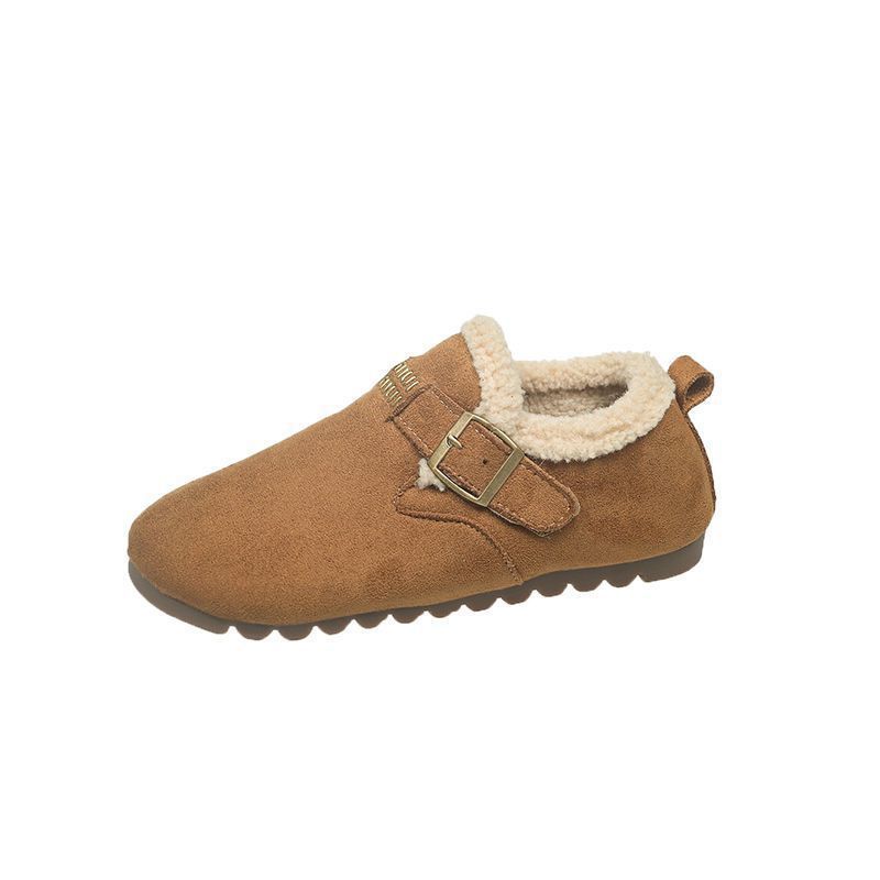 2025 Winter New Korean Version Comfortable Soft Sole Warm Outer Wear Cotton Shoes Doudou Shoes Velvet One Pedal Lazy Shoes Women