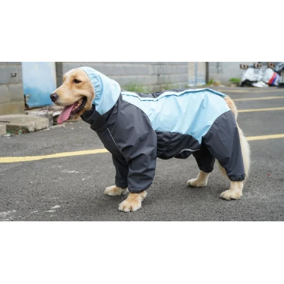 Dog Raincoat Full-Body Four-Legged Hooded Waterproof Rainwear for Golden Retrievers Labradors and Medium Large Dogs